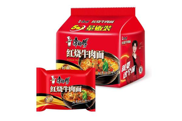 康师傅经典红烧牛肉面（五连包105克*5袋*6包）量贩装