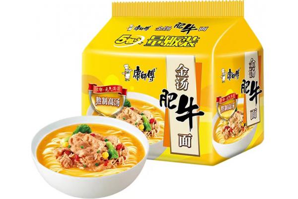 康师傅酸香爽金汤肥牛面五连包（105克*5*6）量贩装